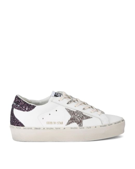 Golden Goose Deluxe Brand White Leather Embellished Hi Star Sneakers