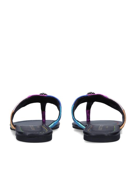 Kurt Geiger Blue Leather Kensington T-Bar Sandals