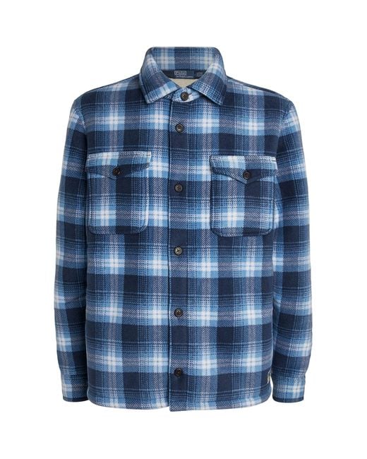 Polo Ralph Lauren Blue Check Fleece Field Jacket for men