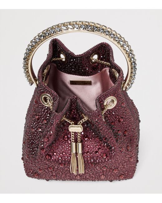 Jimmy Choo Red Embellished Bon Bon Top-Handle Bag