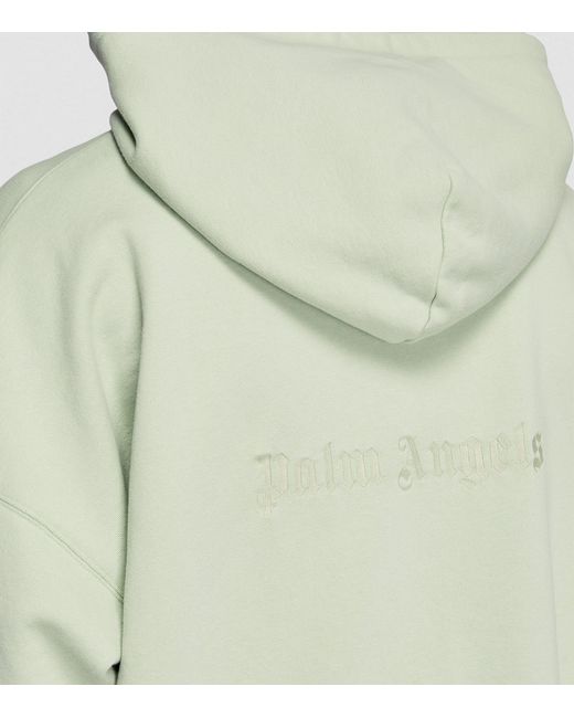 Palm Angels Green Embroidered Logo Hoodie for men