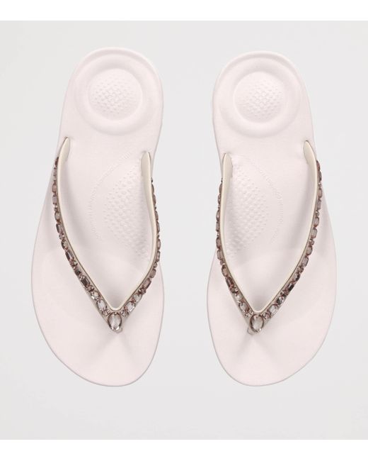 Fitflop White Iqushion Sparkle Flip Flops