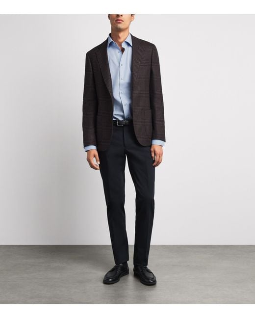 Eton of Sweden Blue Supima Cotton Check Slim Fit Shirt for men