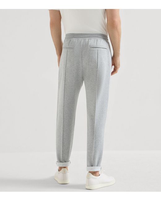 Brunello Cucinelli Gray Cotton-Blend French Terry Sweatpants for men