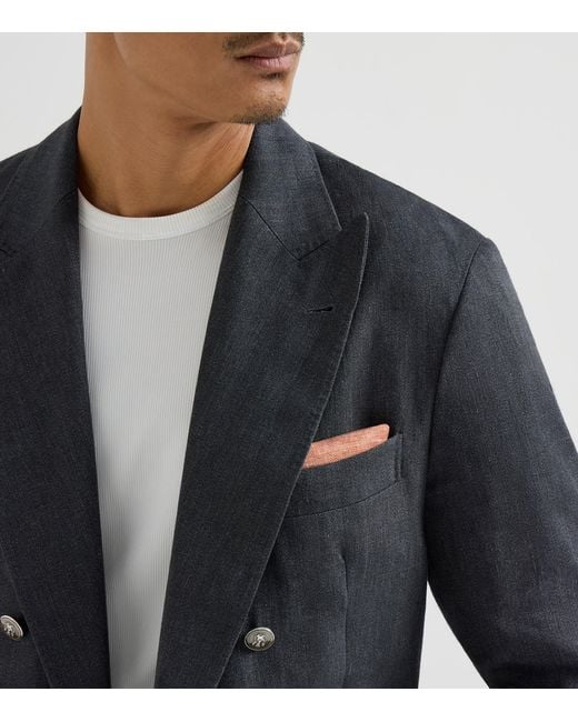 Brunello Cucinelli Brown Silk Pocket Square for men