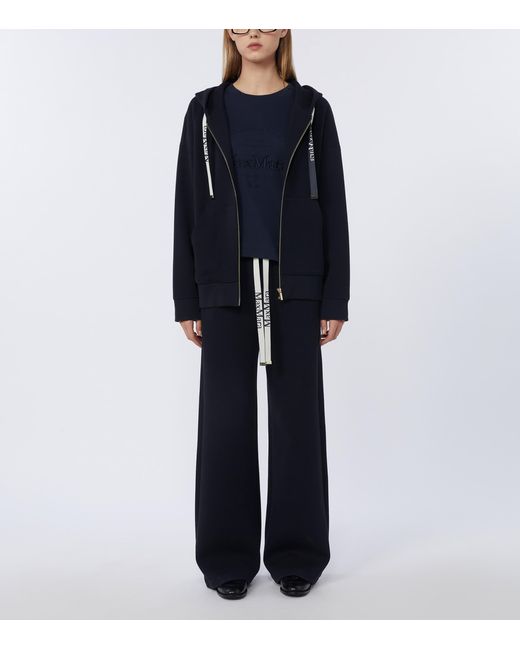 Max Mara Black Cotton-Blend Zip-Up Hoodie
