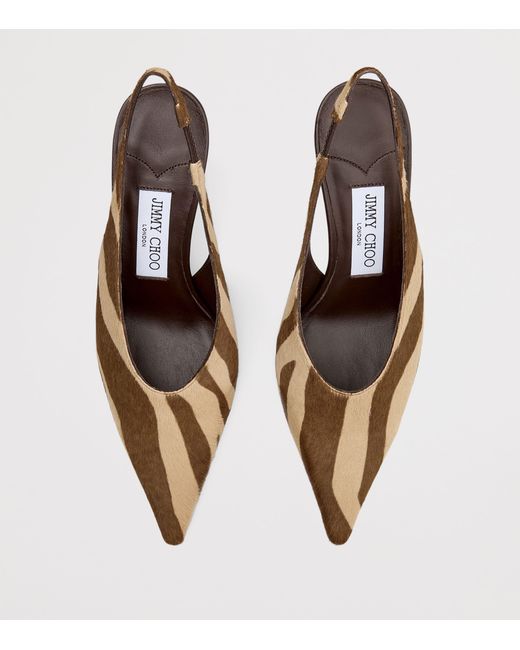 Jimmy Choo Brown Isa 80 Calf Hair Slingback Pumps