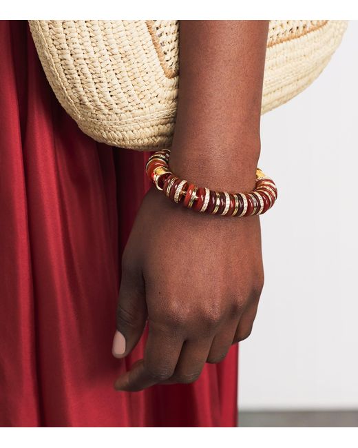 Eddie Borgo Pink Plated Amber, Carnelian And Pavé Crystal Lenox Bracelet