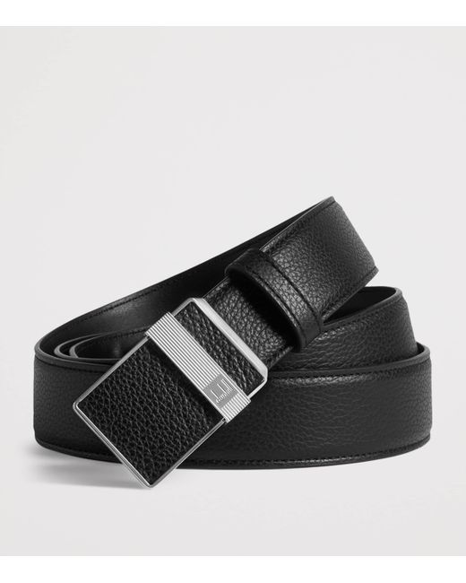 Dunhill Black Leather Automatic Longtail Buckle Belt for men