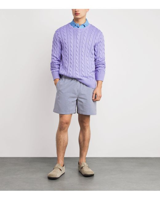 Polo Ralph Lauren Blue Seersucker Traveller Swim Shorts for men