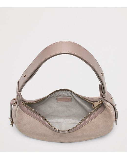 Aspinal Gray Small Leather Soho Crescent Shoulder Bag