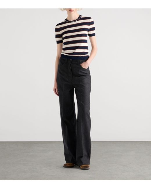 Prada Blue Cotton Stripe Sweater Top