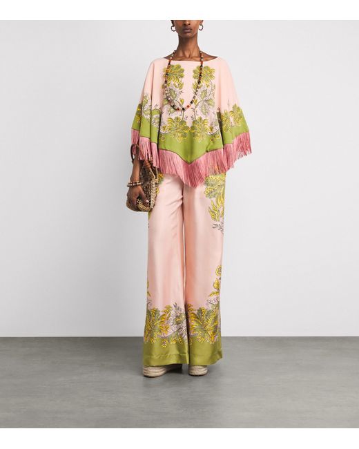 LaDoubleJ Multicolor Reversible Fringed Poncho