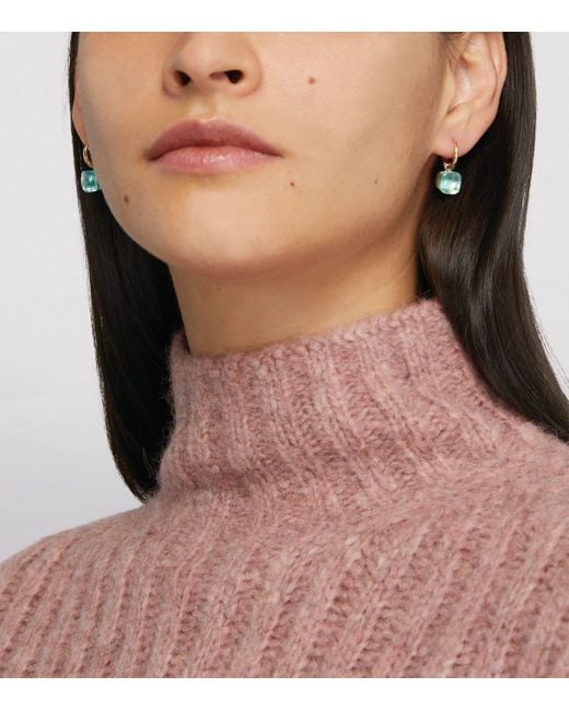 Pomellato Green Rose And Topaz Nudo Drop Earrings