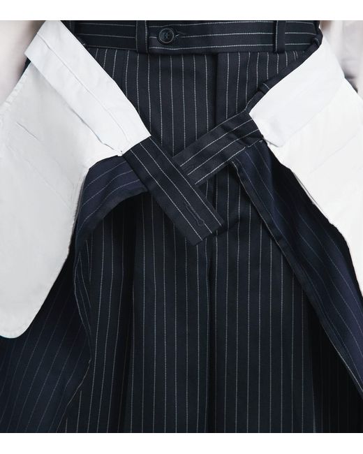 Late for Work Blue Deconstructed Striped Tailored Trousers