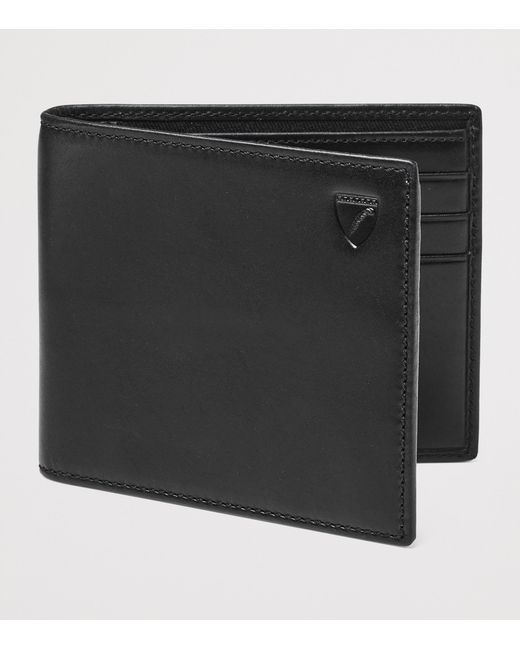 Aspinal Black Leather Bifold Wallet for men
