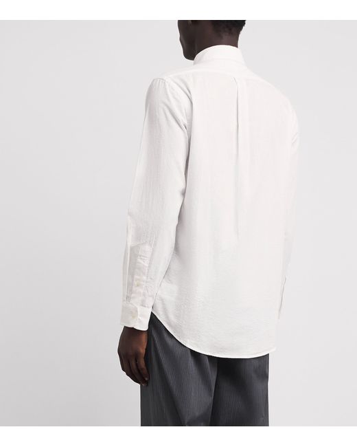 Polo Ralph Lauren White Cotton Seersucker Custom Fit Shirt for men