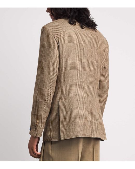 Polo Ralph Lauren Brown Linen-Silk-Wool Glenplaid Blazer for men