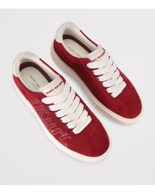 Kurt Geiger Red Suede Albion Retro Sneakers for men