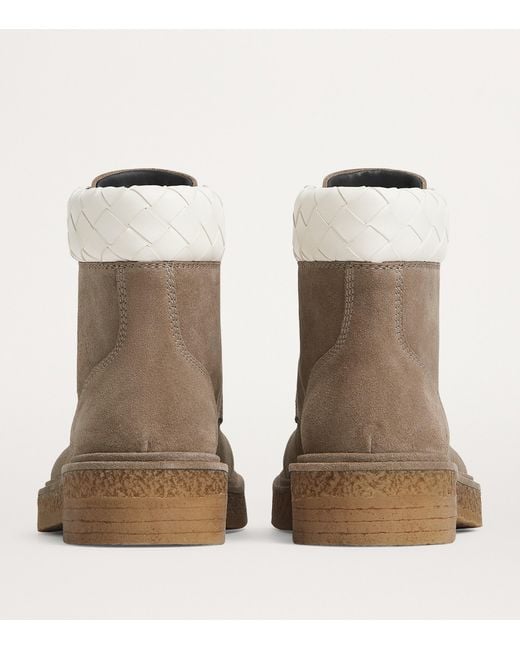 Bottega Veneta Brown Suede Haddock Lace-Up Boots for men