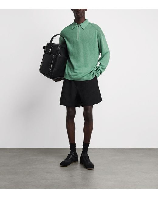 Studio Nicholson Green Heddy Zip-Up Polo Sweater for men