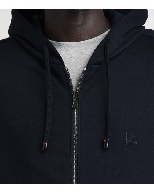 Isaia Blue Logo Zip-Up Hoodie for men