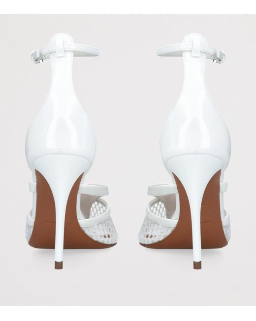 Alaïa White Fishnet Ankle-Strap Pumps 90
