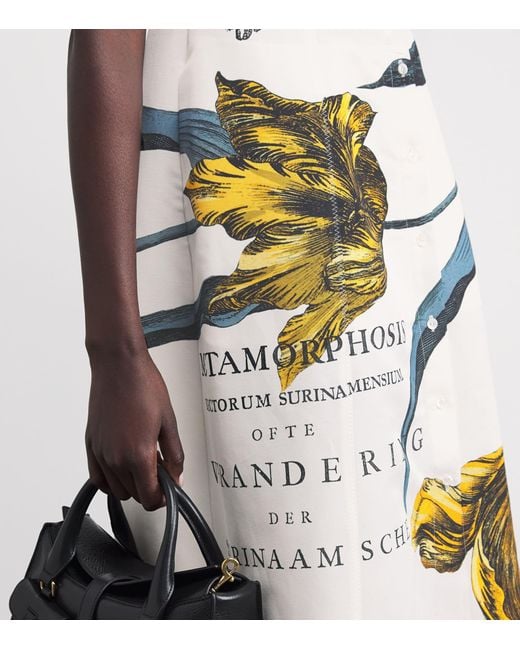 Erdem White Cotton-Blend Printed Midi Shirt Dress