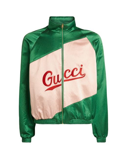 Gucci Logo Bomber Jacket in Green for Men | Lyst