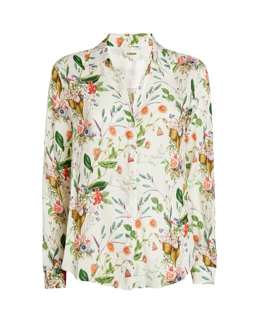 L'Agence Denim Floral Print Holly Shirt | Lyst UK