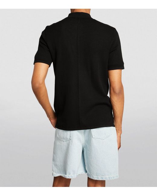 Rag & Bone Black Mesh Harvey Polo Shirt for men
