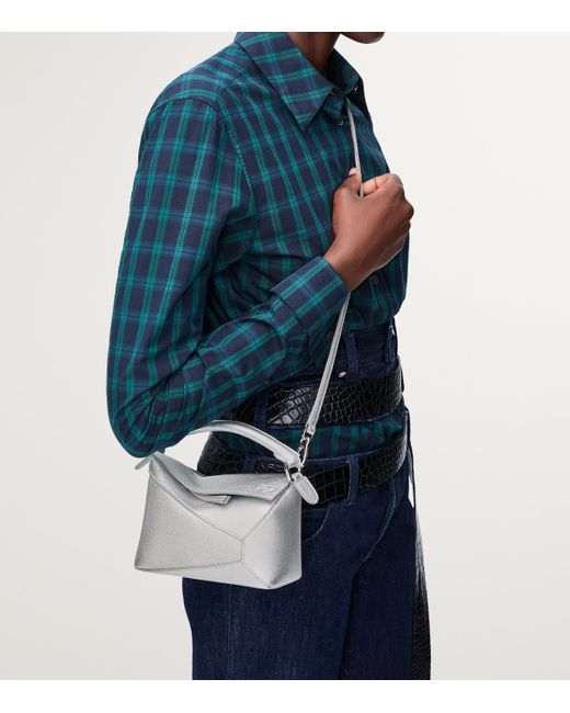 Loewe Gray Mini Leather Puzzle Edge Top-Handle Bag