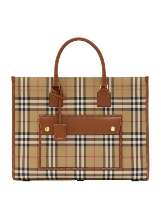 Burberry Brown Medium Check Freya Tote Bag