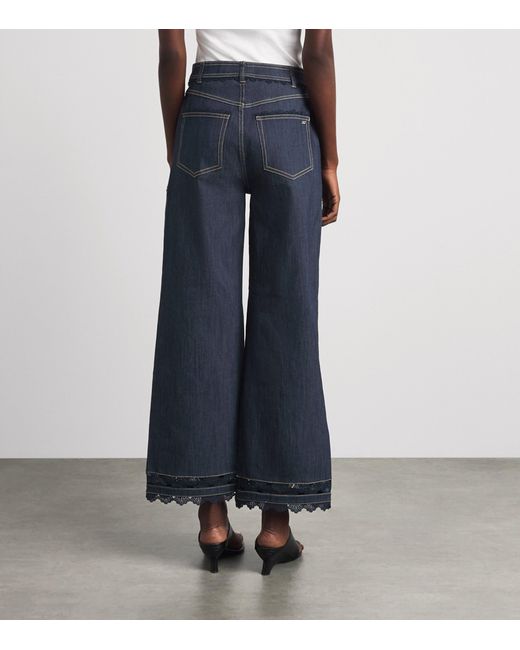 Cinq À Sept Blue Guipure Lace-Trim Benji Jeans