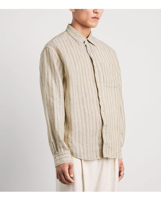 NN07 Natural Linen Stripe Deon Shirt for men