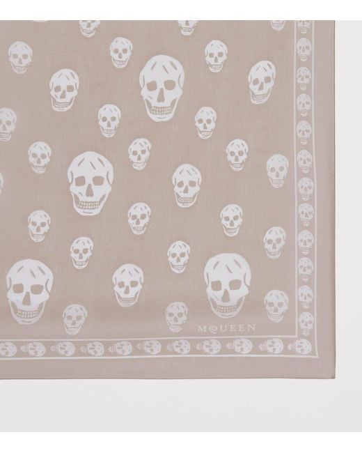 McQueen Gray Silk Skull Scarf