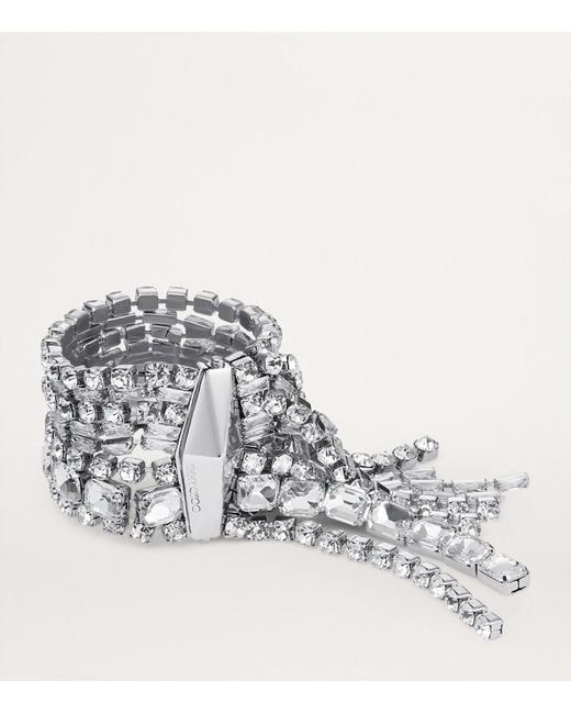 Jimmy Choo White Crystal-Embellished Zandra Bracelet