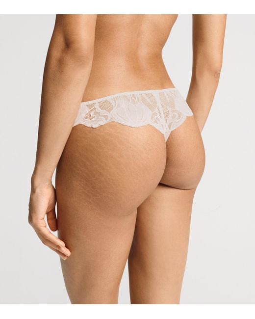 Hanro White Lace-Trim Lysia Thong