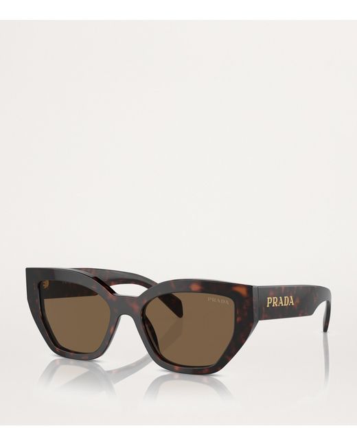 Prada Brown Tortoiseshell Geometric Sunglasses