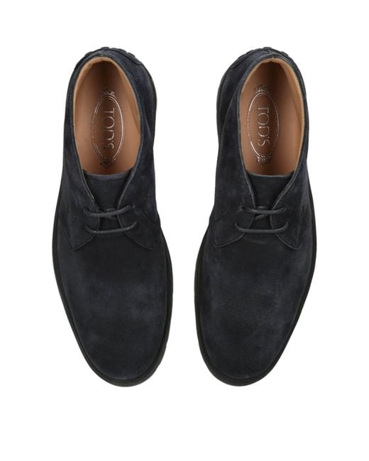 Tod's Blue Suede Ibrido Chukka Boots for men