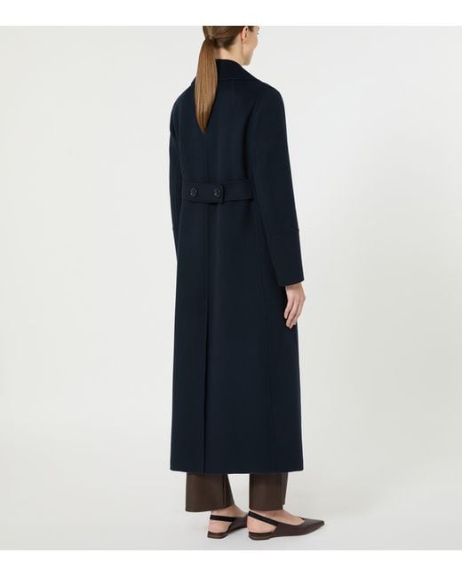 Max Mara Blue Virgin Wool Double-Breasted Coat