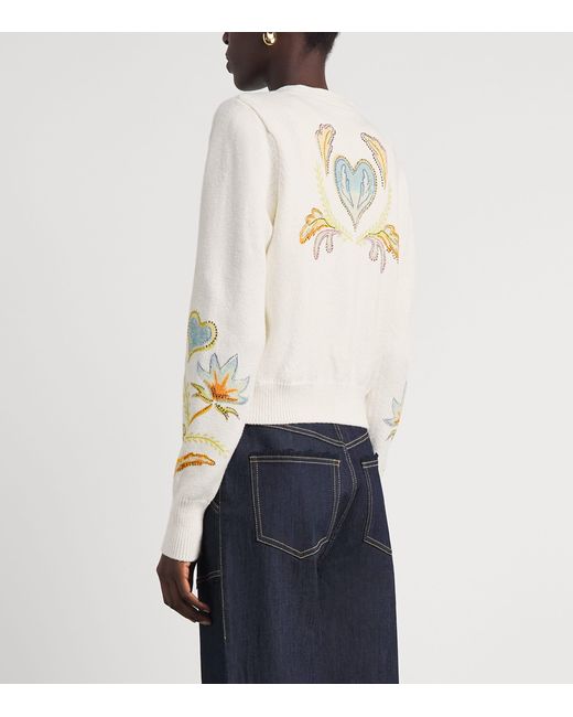 Cinq À Sept White Embroidered Nikko Cardigan