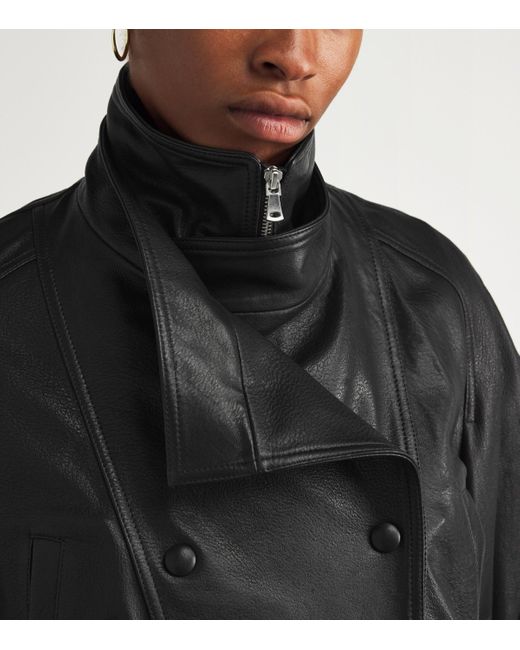 Nour Hammour Black Leather Thalia Bomber Jacket