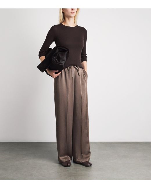 Vince Brown Cashmere-Silk Sweater