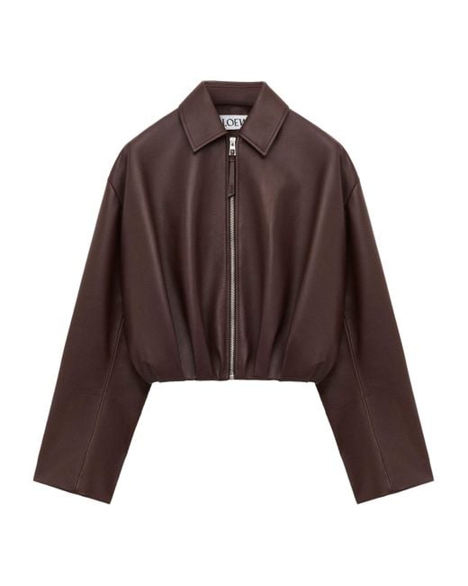 Loewe Brown Lambskin Draped Jacket