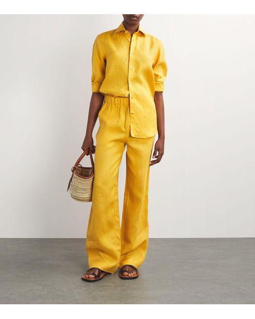 With Nothing Underneath Yellow Linen The Palazzo Trousers