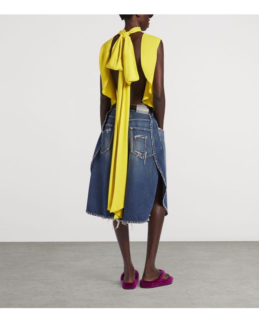 Balenciaga Yellow Silk Open-Back Blouse