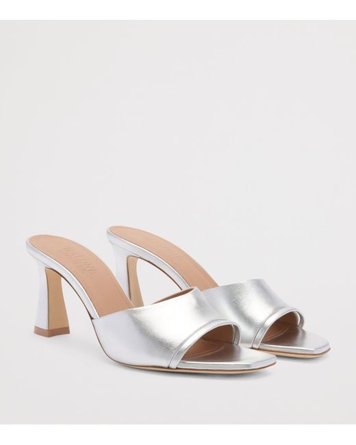 Malone Souliers White Metallic Leather Roxanne Mules 70