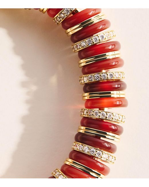Eddie Borgo Pink Plated Amber, Carnelian And Pavé Crystal Lenox Bracelet
