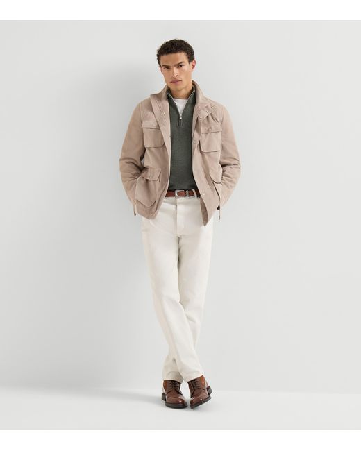 Brunello Cucinelli Green Cashmere Half-Zip Sweater for men